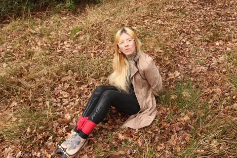 Redhead in Glasses Bound and Cleave Gagged in the Forest – photo 1 of 16