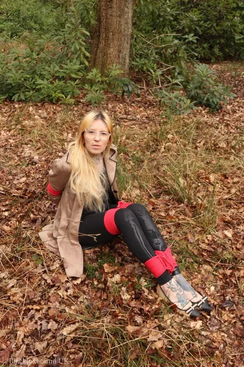 Redhead in Glasses Bound and Cleave Gagged in the Forest – photo 4 of 16