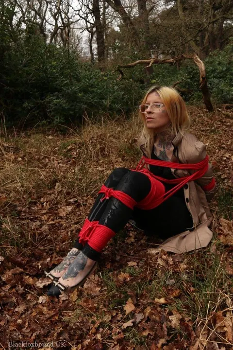 Redhead in Glasses Bound and Cleave Gagged in the Forest – photo 7 of 16