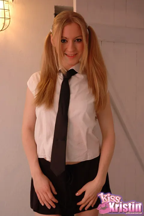 Kiss Kristin: PAWG in Pigtails Strips Out of Her Skirt and Uniform – photo 3 of 11
