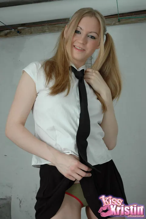 Kiss Kristin: PAWG in Pigtails Strips Out of Her Skirt and Uniform – photo 4 of 11
