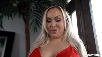Curvy Blonde MILF Takes Interracial Anal in the Bathroom