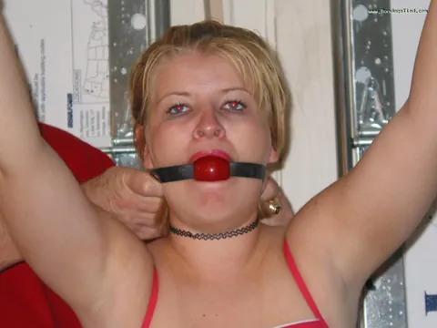 Bound Blonde with Big Tits Ball Gagged and Strained – photo 4 of 16