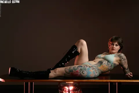 Michelle Aston: Tall Brunette MILF Models Sheer Lingerie with Heels and Boots – photo 3 of 15
