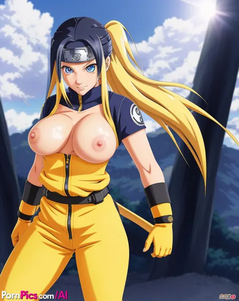 AI-Generated Woman Shows Her Big Tits and Spreads Outdoors in Uniform – photo 1 of 11