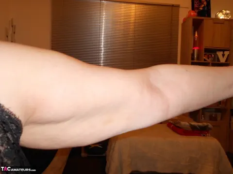Valgasmic Exposed: Redhead BBW Spreads Her Shaved Pussy in Fishnet Stockings – photo 12 of 20