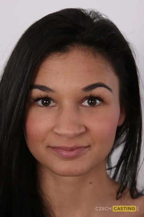 Rosaline Rosa: Czech Brunette with Natural Tits Sits on a Stool and Spreads Her Hairy Pussy – photo 1 of 17