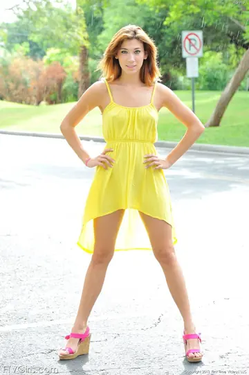 Brunette Masturbates with a Cucumber Dildo Outdoors in a Skirt and Heels