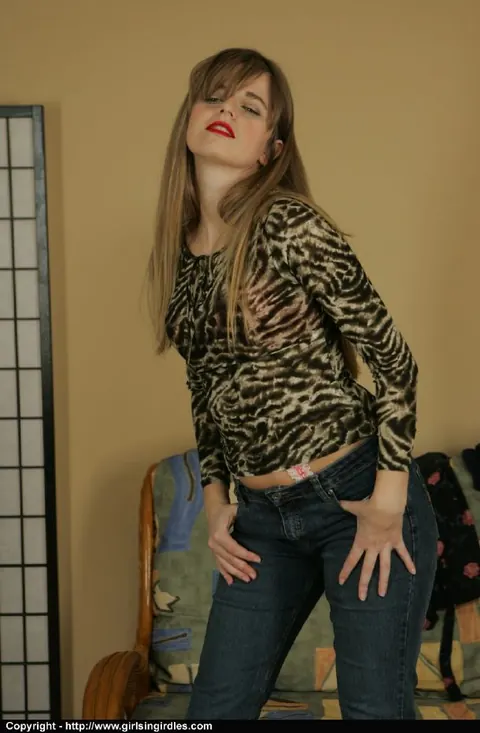Ashton Grey: Tall Slim Brunette Strips Out of Her Lingerie and Jeans – photo 1 of 12