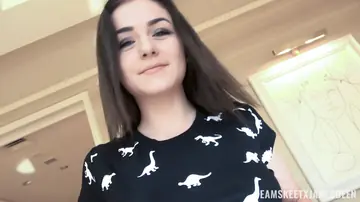 Petite Brunette Takes Anal and a Cumshot