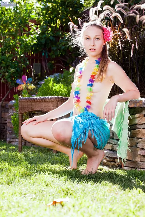 Bre Blu: Redhead with Pigtails Strips and Fingers Her Shaved Pussy Outdoors – photo 8 of 21