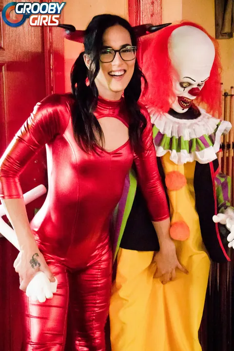 Trans Woman Pulls Panties Aside to Finger and Spread in Latex – photo 3 of 16