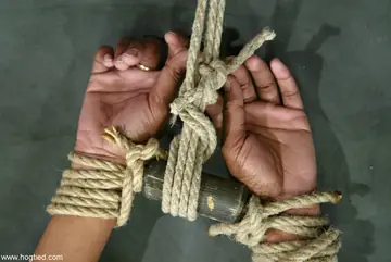 Ebony Brunette Tied to Floor Gets Toyed and Masturbates