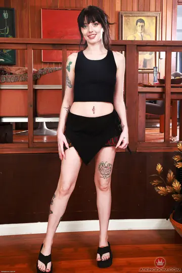 Tattooed Brunette PAWG Strips Nude and Shows Her Ass
