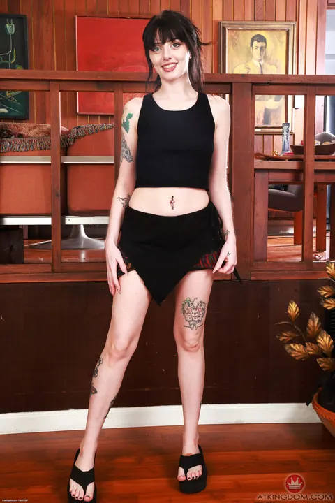 Kitty Cam: Tattooed Brunette PAWG Strips Nude and Shows Her Ass – photo 1 of 21