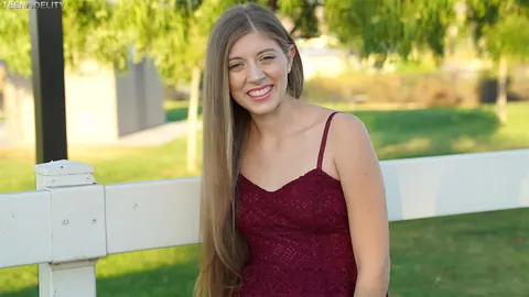 Alyce Anderson: Petite Brunette Lets Her Dress Fall Outdoors – photo 5 of 17