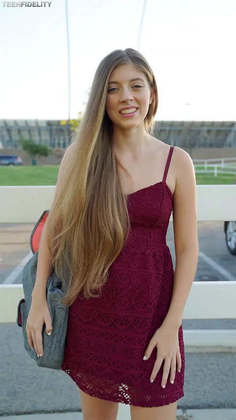 Alyce Anderson: Petite Brunette Lets Her Dress Fall Outdoors – photo 8 of 17