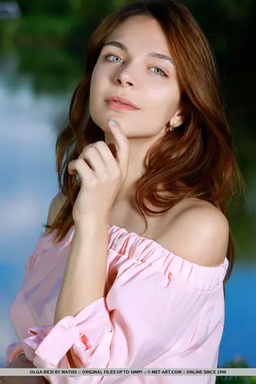Olga Rich – Pale European Redhead Strips Out of Her Dress and Spreads Outdoors