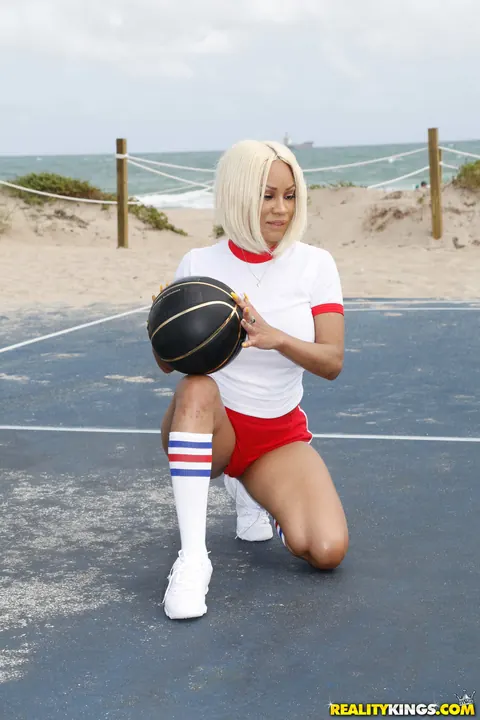 Busty Ebony Woman Strips Out of Her Shorts and Socks – photo 5 of 20