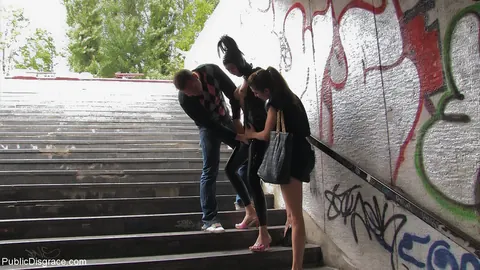 Woman in Public Bondage Spreads Her Legs Outdoors – photo 2 of 21