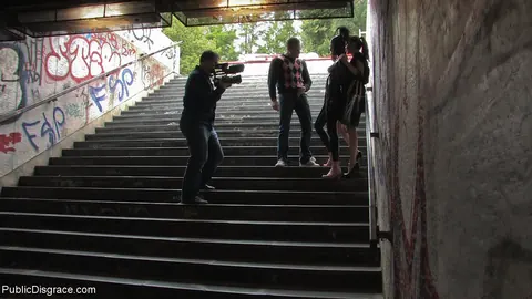Woman in Public Bondage Spreads Her Legs Outdoors – photo 4 of 21