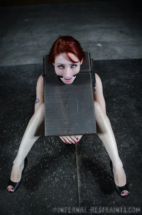 Violet Monroe: Redhead in Tight Bondage Plays with a Dildo and Spreads Her Legs – photo 1 of 14