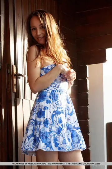 Slim European Brunette Strips Out of Her Dress Outdoors