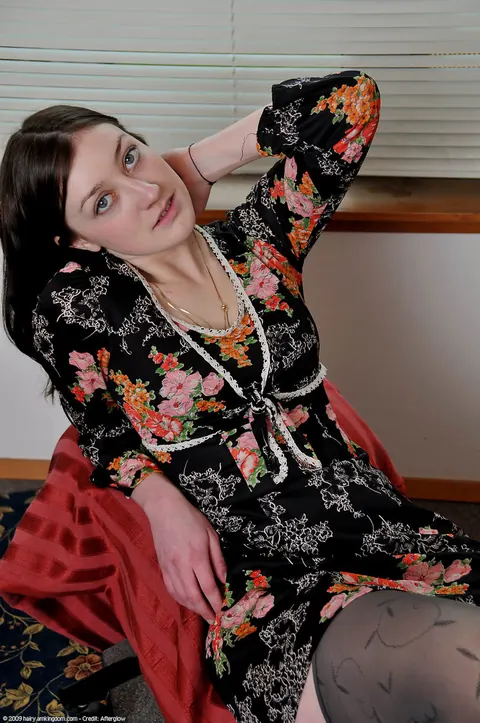 Pale Brunette Strips Out of Her Dress and Stockings – photo 1 of 20