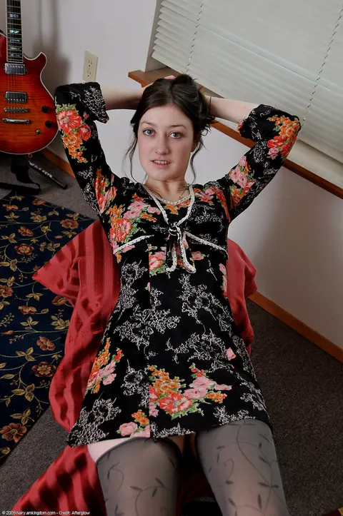 Pale Brunette Strips Out of Her Dress and Stockings – photo 4 of 20