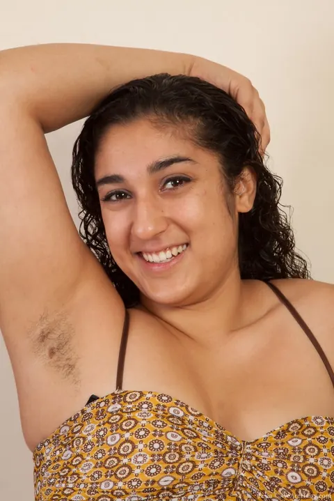Thick Latina in Stockings Shows Hairy Armpits and Pussy – photo 2 of 16