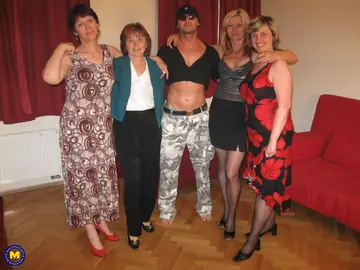 Mature European Women Undress and Fuck a Lucky Guy