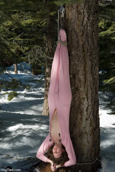 Amber Keen & Dia Zerva: Mature Brunette MILF Bound in Rope Bondage Outdoors – photo 14 of 20
