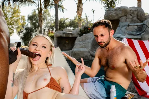 Sage Rabbit: Blonde in a Bikini Fucks a Black Man by the Pool – photo 15 of 15