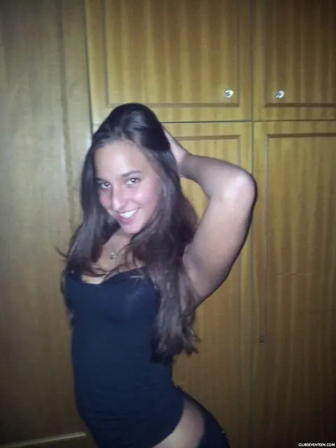Amira C: European Brunette with Short Hair Strips and Poses – photo 4 of 16