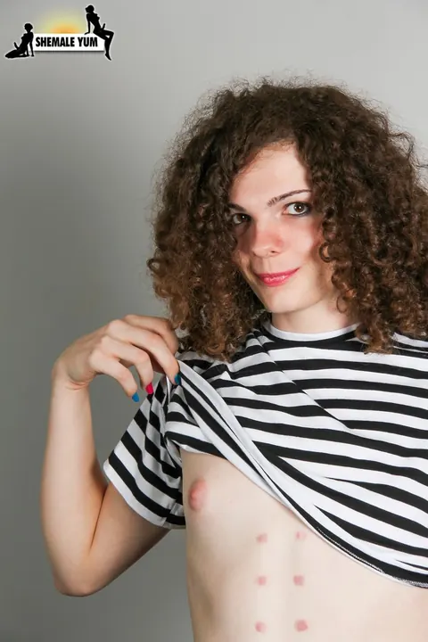 Trans Woman with Small Tits Strips Off Her Panties and Poses Nude – photo 6 of 16