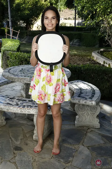 Tory Bellamy: Petite Latina in Shorts Strips and Spreads Outdoors – photo 21 of 21