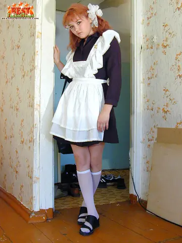 Redhead in Uniform Masturbates Then Gets Fucked
