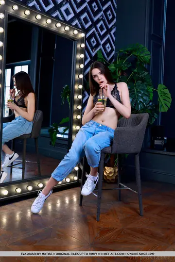 Eva Amari – Tall Thick Brunette Strips Out of Her Lingerie and Jeans at the Mirror