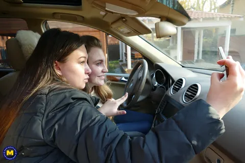 European Lesbians Kiss and Lick Pussy in a Car Selfie – photo 20 of 20