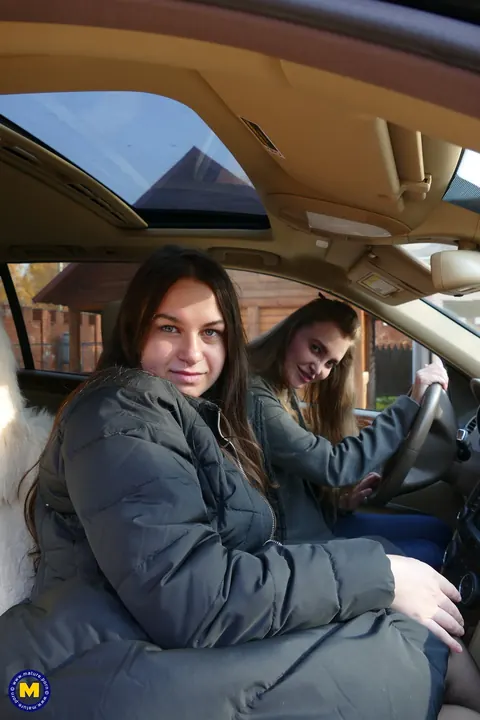 European Lesbians Kiss and Lick Pussy in a Car Selfie – photo 13 of 20