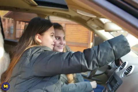 European Lesbians Kiss and Lick Pussy in a Car Selfie – photo 17 of 20