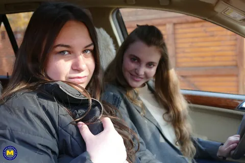 European Lesbians Kiss and Lick Pussy in a Car Selfie – photo 14 of 20