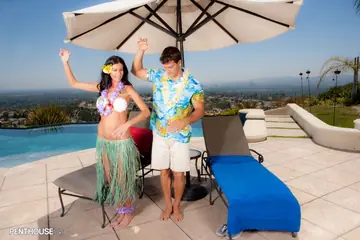 Tall Brunette Gives a Handjob and Takes Anal Outdoors