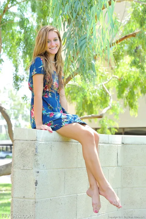 Thick Blonde Poses in a Skirt by the Pool – photo 8 of 20