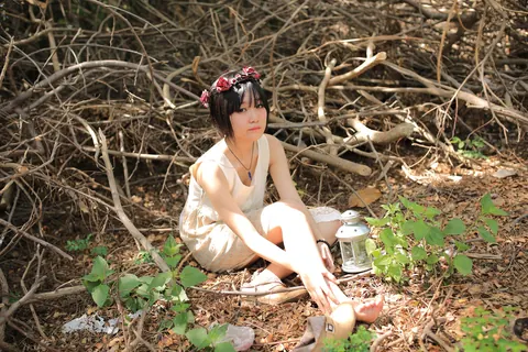 Petite Asian Woman Poses in a White Dress Outdoors – photo 6 of 21