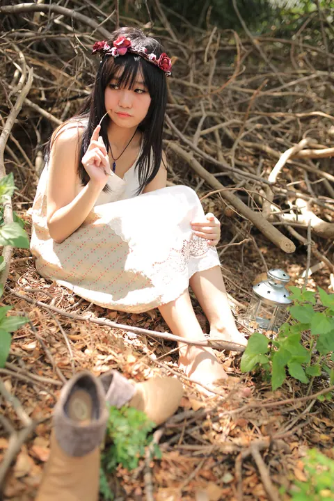 Petite Asian Woman Poses in a White Dress Outdoors – photo 2 of 21