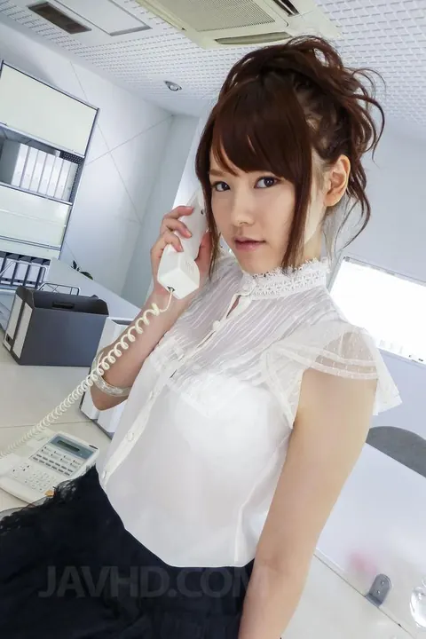 Yui Uehara: Japanese Office Brunette Oils Her Tits and Fingers Her Hairy Pussy – photo 5 of 15