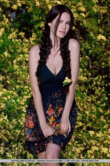 Martina Mink – Busty European Brunette in Pigtails Bares Her Body Outdoors