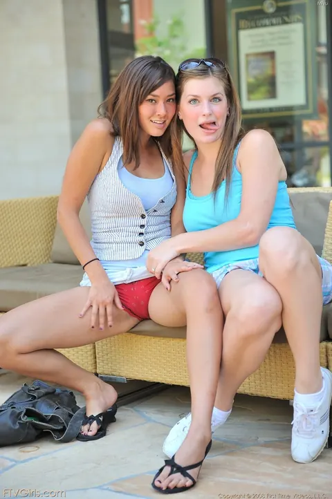 Two Busty Women with Glasses Finger and Lick Each Other Outdoors – photo 3 of 17