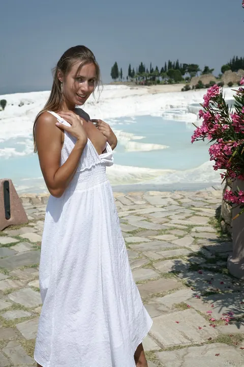 Brunette Flashes Her Pussy in a Long Dress on the Beach – photo 21 of 21